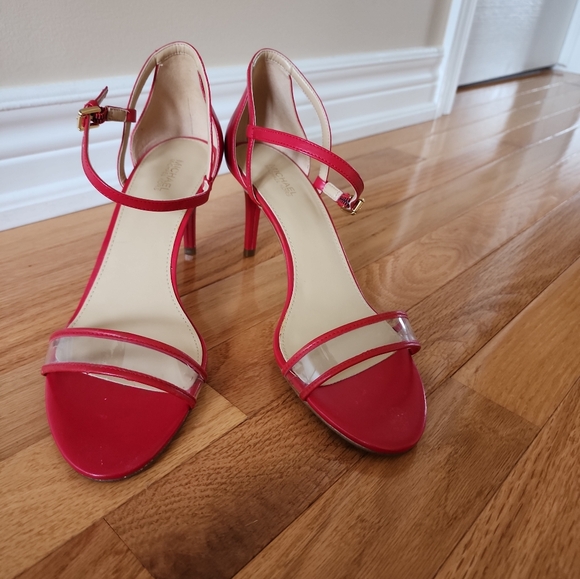 MICHAEL KORS  Open Toe  Bright Red Ankle Strap Mid Sandals Sz 9 - Picture 4 of 14